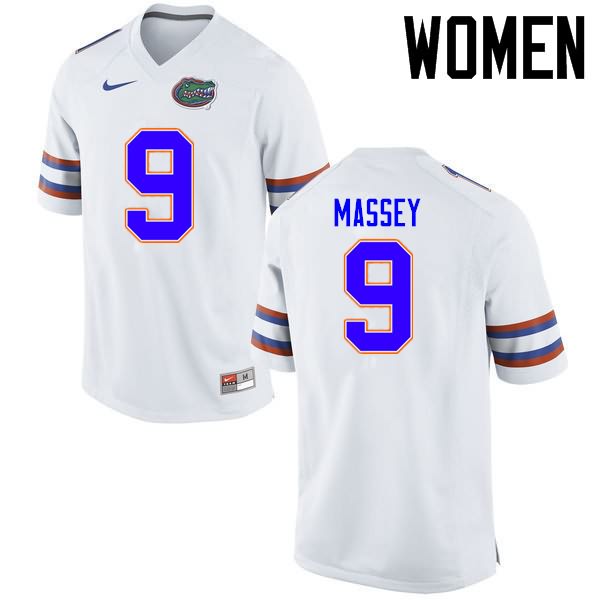 NCAA Florida Gators Dre Massey Women's #9 Nike White Stitched Authentic College Football Jersey OJV1464DM